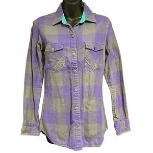 Nollie Purple Gray Plaid Flannel Women’s Medium